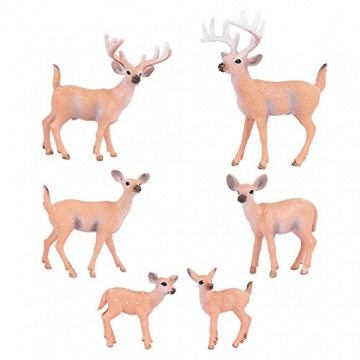 SUPVOX 6pcs White-Tailed Deer Figuren Ornamente Tierfiguren Sammlung Spielzeug Home Office Dekoration Handwerk Geschenk - 3