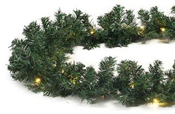 Tannengirlande 5 Meter mit Lichterkette 80 LED beleuchtet außen grün künstliche Tür-Girlande Weihnachten - 1