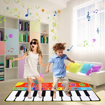 Upgrow Tanzmatte, Kinder Musikmatte, Klaviermatte mit 8 Instrumenten, Klaviertastatur Musik Playmat Spielzeug für Babys, Kinder, Mädchen und Junge (148x60 cm) - 4