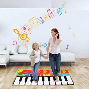Upgrow Tanzmatte, Kinder Musikmatte, Klaviermatte mit 8 Instrumenten, Klaviertastatur Musik Playmat Spielzeug für Babys, Kinder, Mädchen und Junge (148x60 cm) - 7