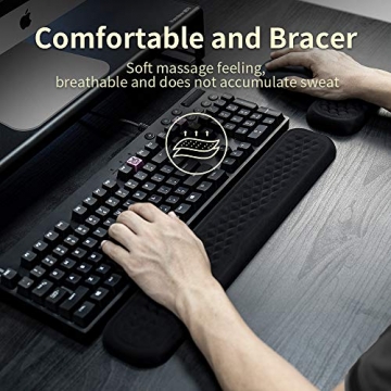 Vaydeer Handballenauflage für Tastatur und Maus Handgelenkauflage Ergonomische Memory Foam Wrist Rest Handauflage Set für Büro und Spiele - Schwarz - 2