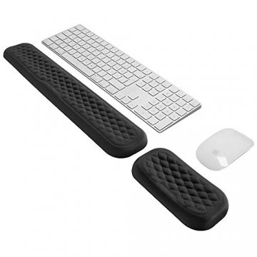 Vaydeer Handballenauflage für Tastatur und Maus Handgelenkauflage Ergonomische Memory Foam Wrist Rest Handauflage Set für Büro und Spiele - Schwarz - 1
