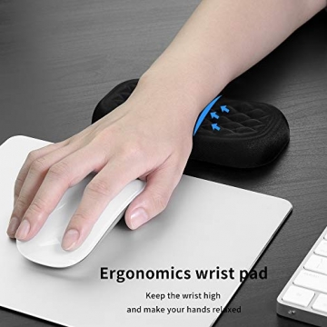 Vaydeer Handballenauflage für Tastatur und Maus Handgelenkauflage Ergonomische Memory Foam Wrist Rest Handauflage Set für Büro und Spiele - Schwarz - 6