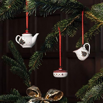 Villeroy & Boch Toys Delight Decoration Ornamente Kaffeeset 3tlg, Premium Porzellan, Textilien, Metall, weiß, rot, 6.3 - 2