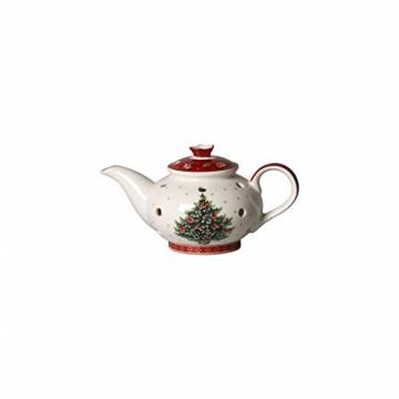 Villeroy und Boch Toy's Delight Decoration Teelichthalter Kaffeekanne, Weihnachtsdekoration aus Premium Porzellan, weiß, rot - 1