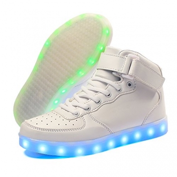 Voovix Kinder High-top LED Licht Blinkt Sneaker mit Fernbedienung-USB Aufladen Led Schuhe für Jungen und Mädchen (Weiß, EU40/CN40) - 5