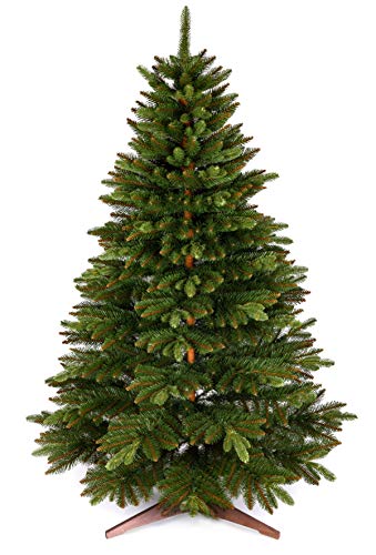 Weihnachtsbaum künstlich 180cm – Naturgetreu, Besonders dichte Zweige, einfacher Aufbau, Made in EU - Premium Christbaum mit Holzständer, Aufbewahrungstasche – Edle Nordmanntanne von Pure Living - 1