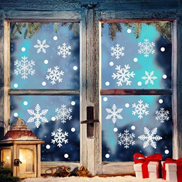 Weihnachtsdeko Fenster, 366 Schneeflocken Weihnachten Fensterbilder, Fenstersticker Fensteraufkleber PVC Fensterdeko Selbstklebend, für Türen Schaufenster Vitrinen Glasfronten Deko - 4