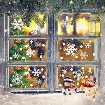 Weihnachtsdeko Fenster, 366 Schneeflocken Weihnachten Fensterbilder, Fenstersticker Fensteraufkleber PVC Fensterdeko Selbstklebend, für Türen Schaufenster Vitrinen Glasfronten Deko - 5