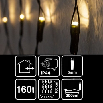 Weihnachtsdekoration 160 LED – Beleuchtung Außen Lichternetz - 3