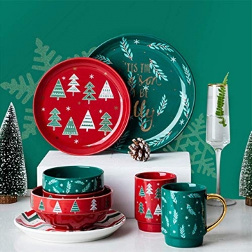 Weihnachtsgeschirrset, 7-teiliges Schüssel- und Tellerset, Becher, 8 Zoll / 10 Zoll Teller, persönlicher Gebrauch, Geschenk, Keramik - 4