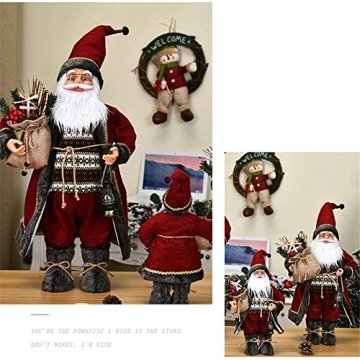 Weihnachtsmann Figurenpuppe 30/45cm Weihnachtsfigur Weihnachtsdeko Weihnachtsschmuck, Roten Robe-Verzierung, Weihnachten für Kinderfamilie und Freunde - 5