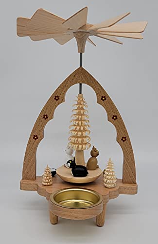 Weihnachtspyramide für Teelichte Erzgebirge Richard Glässer Seiffen Katzen, 16381 - 1