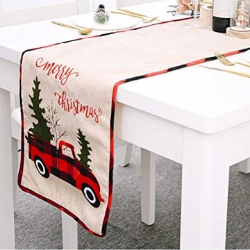 Weihnachtstischläufer, Weihnachtstischwäsche für die Weihnachtsdekoration Home Tischdecke Dekorative Baumwollwäsche Klassische Tischbettwäsche Matte Esszimmer Party Holiday Decor (35 180CM) - 5