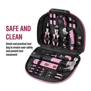 WORKPRO 103-tlg. Lady Werkzeug Set mit Tasche, Rosa Werkzeugkoffer Ideal Weihnachtsgeschenk für Frauen Bastler Handwerker - 2