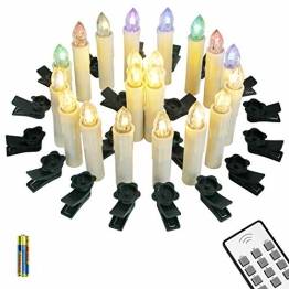 Yorbay 20er kabellose LED Kerzen Weihnachtsdeko IP64 wasserdicht RGB&Warmweiß mit Batterien, Dimmbar mit Fernbedienung und Timerfunktion, als Dekoration für Weihnachten, Weihnachtsbaum (Mehrweg) - 1