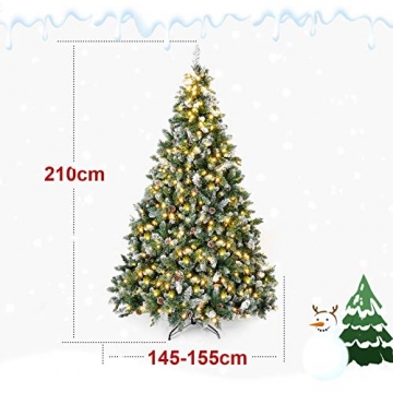 Yorbay künstlicher Weihnachtsbaum mit Beleuchtung weiß Schnee LED Tannenbaum für Weihnachten-Dekoration (210CM) - 2