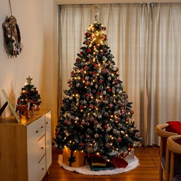 Yorbay künstlicher Weihnachtsbaum mit Beleuchtung weiß Schnee LED Tannenbaum für Weihnachten-Dekoration (210CM) - 8