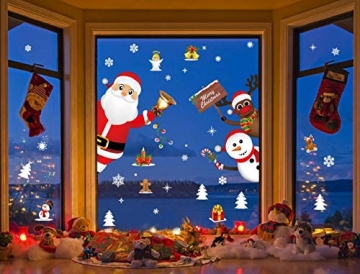 Yuson Girl Weihnachten Aufkleber Fenster Weihnachtsmann Elch Schneemann Abnehmbare Weihnachten Deko Wandtattoo Weihnachten Statisch Haftende PVC Aufkleber - 2