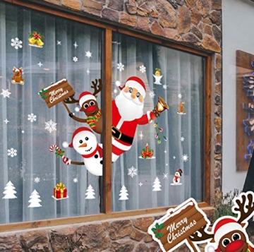Yuson Girl Weihnachten Aufkleber Fenster Weihnachtsmann Elch Schneemann Abnehmbare Weihnachten Deko Wandtattoo Weihnachten Statisch Haftende PVC Aufkleber - 3