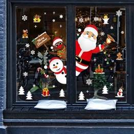 Yuson Girl Weihnachten Aufkleber Fenster Weihnachtsmann Elch Schneemann Abnehmbare Weihnachten Deko Wandtattoo Weihnachten Statisch Haftende PVC Aufkleber - 1