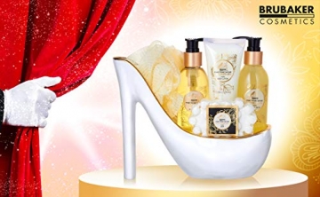 BRUBAKER Cosmetics Luxus Vanilla Spa Beautyset - 6-teiliges Bade- und Dusch Set - Geschenkset in Keramik Stiletto Weiß Gold - 7