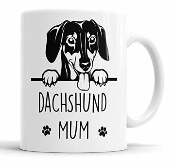 Faithful Prints Tasse mit Dackel-Motiv, Geschenk für Mütter, Dackel, Hund, Mutter, Vater, Freund, lustige Geschenkidee für Geburtstag, Weihnachten, Keramiktasse - 1