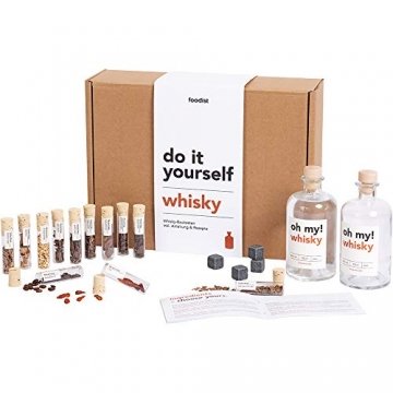 Foodist Whisky Infusion Baukasten | Geschenk mit Ansatzalkohol 40% | 12 hochwertige Botanicals & Holzchips | DIY Kit | Whiskey Set mit Steinen zum Experimentieren für Männer und Frauen inkl. Rezepte - 1