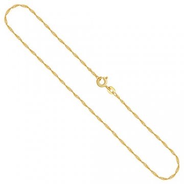 Goldkette Damen Echt Gold 1,2 mm, Singapurkette 750 aus Gelbgold, Kette Gold mit Stempel, Halskette mit Federring, Länge 38 cm, Gewicht ca. 1,4 g, Made in Germany - 1