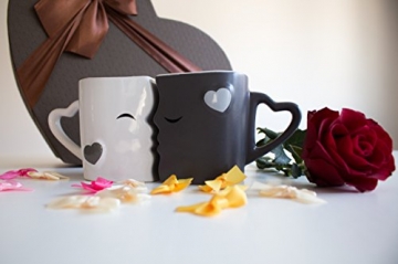Mia Mio - Kaffeetassen/Küssende Tassen Set Geschenke zur Hochzeit für Frauen/Männer/Freund/Freundin aus Keramik (Grau) - 6