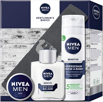 NIVEA MEN Gentlemans Basics Geschenkset, Set mit After Shave Balsam, Rasierschaum, Creme und Handtuch, Rasurset für den gepflegten Mann - 2