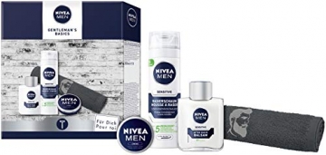 NIVEA MEN Gentlemans Basics Geschenkset, Set mit After Shave Balsam, Rasierschaum, Creme und Handtuch, Rasurset für den gepflegten Mann - 3