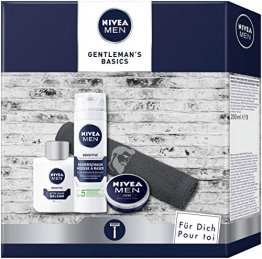 NIVEA MEN Gentlemans Basics Geschenkset, Set mit After Shave Balsam, Rasierschaum, Creme und Handtuch, Rasurset für den gepflegten Mann - 1