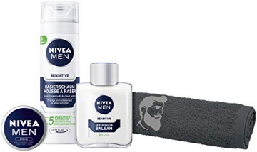 NIVEA MEN Gentlemans Basics Geschenkset, Set mit After Shave Balsam, Rasierschaum, Creme und Handtuch, Rasurset für den gepflegten Mann - 4