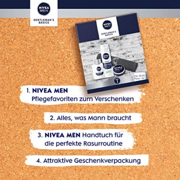 NIVEA MEN Gentlemans Basics Geschenkset, Set mit After Shave Balsam, Rasierschaum, Creme und Handtuch, Rasurset für den gepflegten Mann - 5