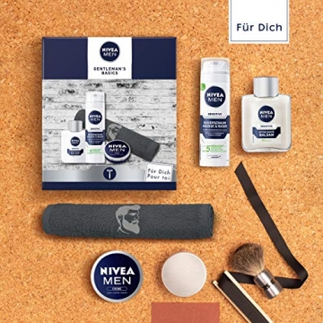 NIVEA MEN Gentlemans Basics Geschenkset, Set mit After Shave Balsam, Rasierschaum, Creme und Handtuch, Rasurset für den gepflegten Mann - 6