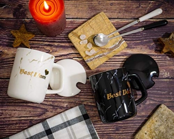 S_CUBE Kaffeetassen Marmor Tassen Set Kaffeebecher Mug Set Keramik 380ml mit Luxus Geschenkbox Eltern Geschenk (Best Dad & Best Mom) - 5