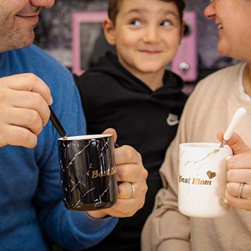 S_CUBE Kaffeetassen Marmor Tassen Set Kaffeebecher Mug Set Keramik 380ml mit Luxus Geschenkbox Eltern Geschenk (Best Dad & Best Mom) - 6