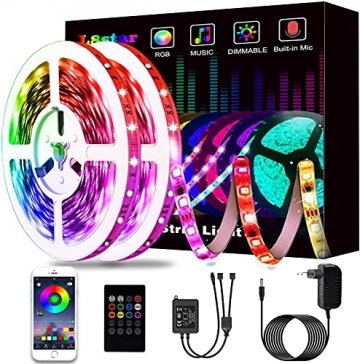 15M Led Strip, L8star LED Streifen Farbwechsel Led Lichterkette Lights, RGB Led Bänder Strips Sync zur Musik Anwendung für Schlafzimmer (2x7.5m)… - 1