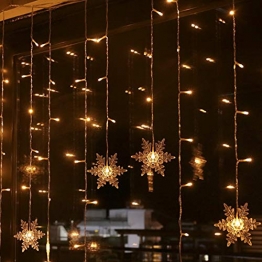 94 LED Schneeflocke Lichterketten, Lichtervorhang Lichter Weihnachtsbeleuchtung mit 8 Flimmer-Modi und Timer für Hochzeit, Weihnachten, Geburtstagsfeiern, DIY Haus Mantel Dekoration (Warmweiß) - 1