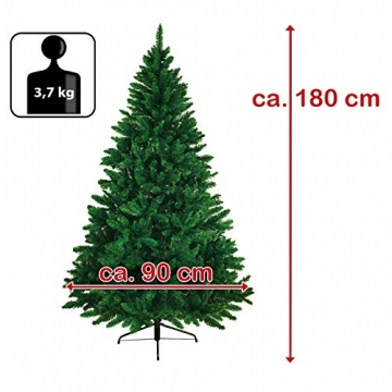 BB Sport Christbaum Weihnachtsbaum 180 cm Mittelgrün PVC Tannenbaum Künstlich Standfuß Klappsystem - 7