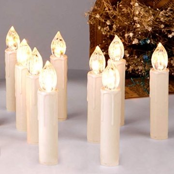 CCLIFE TÜV GS LED Weihnachtskerzen Kabellos RGB Kerzen Bunt Weihnachtsbaumkerzen Christbaumkerzen mit Fernbedienung Timer Kerzenlichter(Beige, 40er) - 1