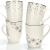 com-four® 4x Kaffeebecher aus Porzellan - Kaffee-Tasse für Weihnachten - Kaffeepott für Kalt- und Heißgetränke - 360 ml (04 Stück - weiß goldfarben) - 3