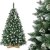 FairyTrees künstlicher Weihnachtsbaum Kiefer, Natur-Weiss beschneit, Material PVC, echte Tannenzapfen, inkl. Holzständer, 180cm, FT04-180 - 1