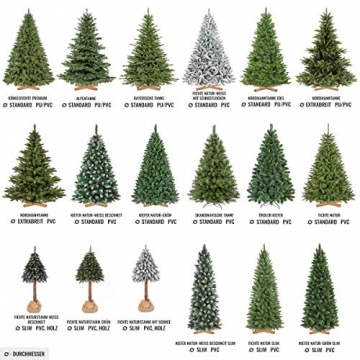 FairyTrees Weihnachtsbaum künstlich NORDMANNTANNE, grüner Stamm, Material PVC, inkl. Holzständer, 150cm - 7