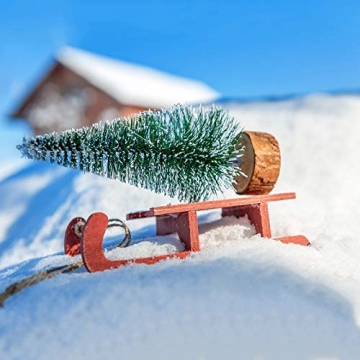 KATELUO 9Stück Mini Grün Tannenbaum,Künstlicher Weihnachtsbaum Miniatur,Mini Weihnachtsbaum Künstlicher,Weihnachtsbaum Schnee Klein mit Holzsockel,für Weihnachtsdeko/Tischdeko/DIY/Schaufenster,3Größen - 6