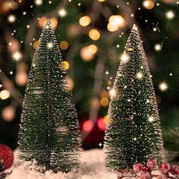 KATELUO 9Stück Mini Grün Tannenbaum,Künstlicher Weihnachtsbaum Miniatur,Mini Weihnachtsbaum Künstlicher,Weihnachtsbaum Schnee Klein mit Holzsockel,für Weihnachtsdeko/Tischdeko/DIY/Schaufenster,3Größen - 7