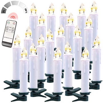 Lunartec Baumkerzen ohne Kabel: FUNK-Weihnachtsbaum-LED-Kerzen mit FUNK-Fernbedienung, 20er-Set, weiß (Christbaum-Weihnachtsbaumkerzen) - 2