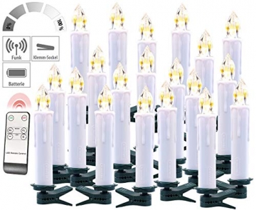 Lunartec Baumkerzen ohne Kabel: FUNK-Weihnachtsbaum-LED-Kerzen mit FUNK-Fernbedienung, 20er-Set, weiß (Christbaum-Weihnachtsbaumkerzen) - 3