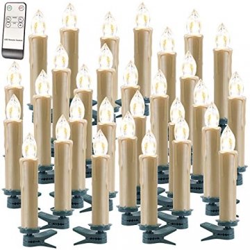 Lunartec Christbaumkerzen LED: FUNK-Weihnachtsbaum-LED-Kerzen, Fernbedienung, 30er-Set, golden (Weihnachtsbaumbeleuchtung Funk) - 1